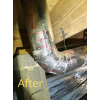 A close up look of a dryer vent that has been properly restored by our professional technicians. 